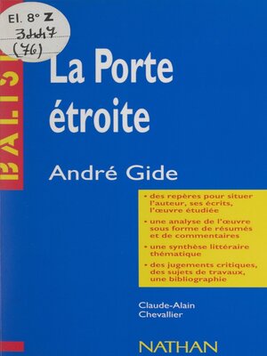 cover image of La porte étroite, André Gide